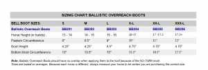 Professional's Choice Bell Boot Sizing Chart