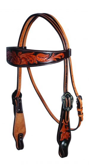 Suitset PC Chocolate Floral Browband Headstall