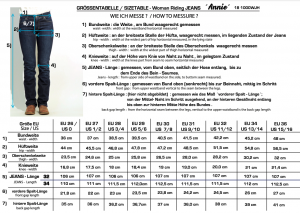 Farkut OSWSA Women Jeans Annie mittataulukko