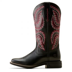 Ariat Women’s Cattle Caite Stretchfit Western Boot, Black Deertan